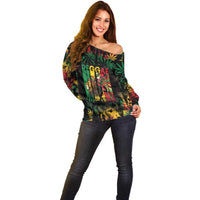 Jamaica Reggae Festival Off Shoulder Sweater One Love Rastafari Culture - Wonder Print Shop