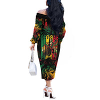 Jamaica Reggae Festival Off The Shoulder Long Sleeve Dress One Love Rastafari Culture - Wonder Print Shop