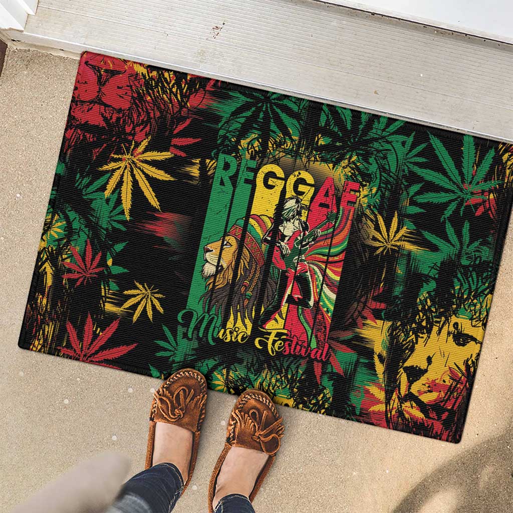 Jamaica Reggae Festival Rubber Doormat One Love Rastafari Culture - Wonder Print Shop