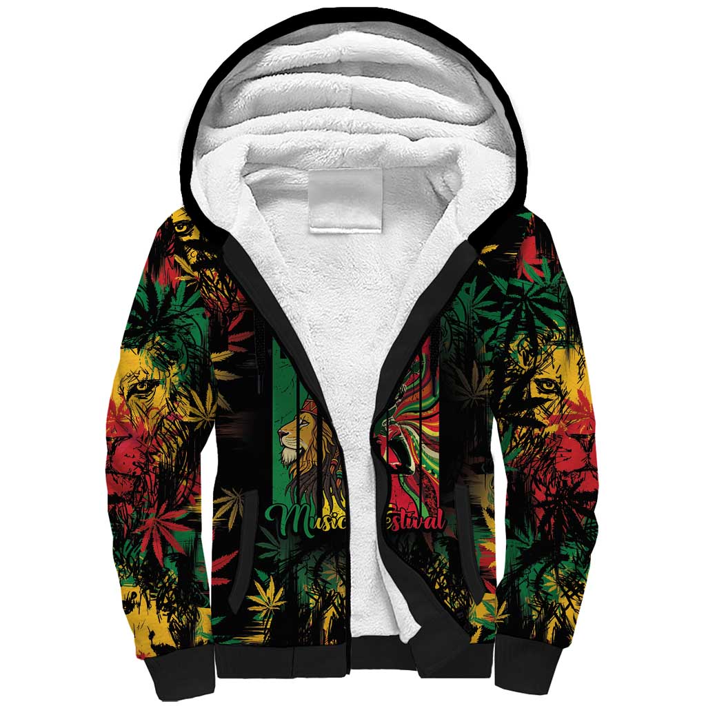 Jamaica Reggae Festival Sherpa Hoodie One Love Rastafari Culture - Wonder Print Shop