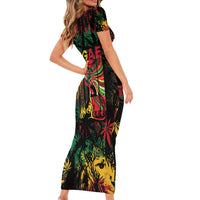 Jamaica Reggae Festival Short Sleeve Bodycon Dress One Love Rastafari Culture - Wonder Print Shop