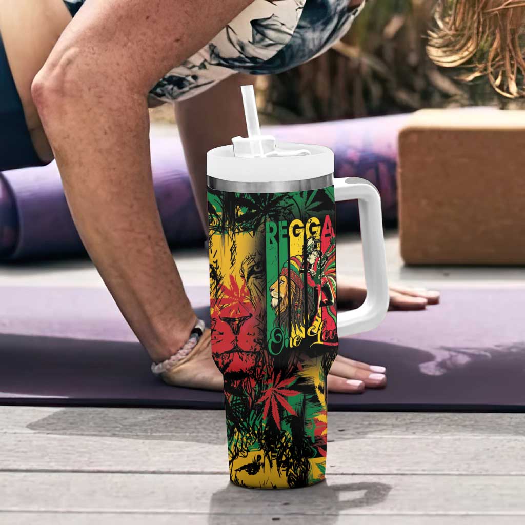 Jamaica Reggae Festival Tumbler With Handle One Love Rastafari Culture - Wonder Print Shop