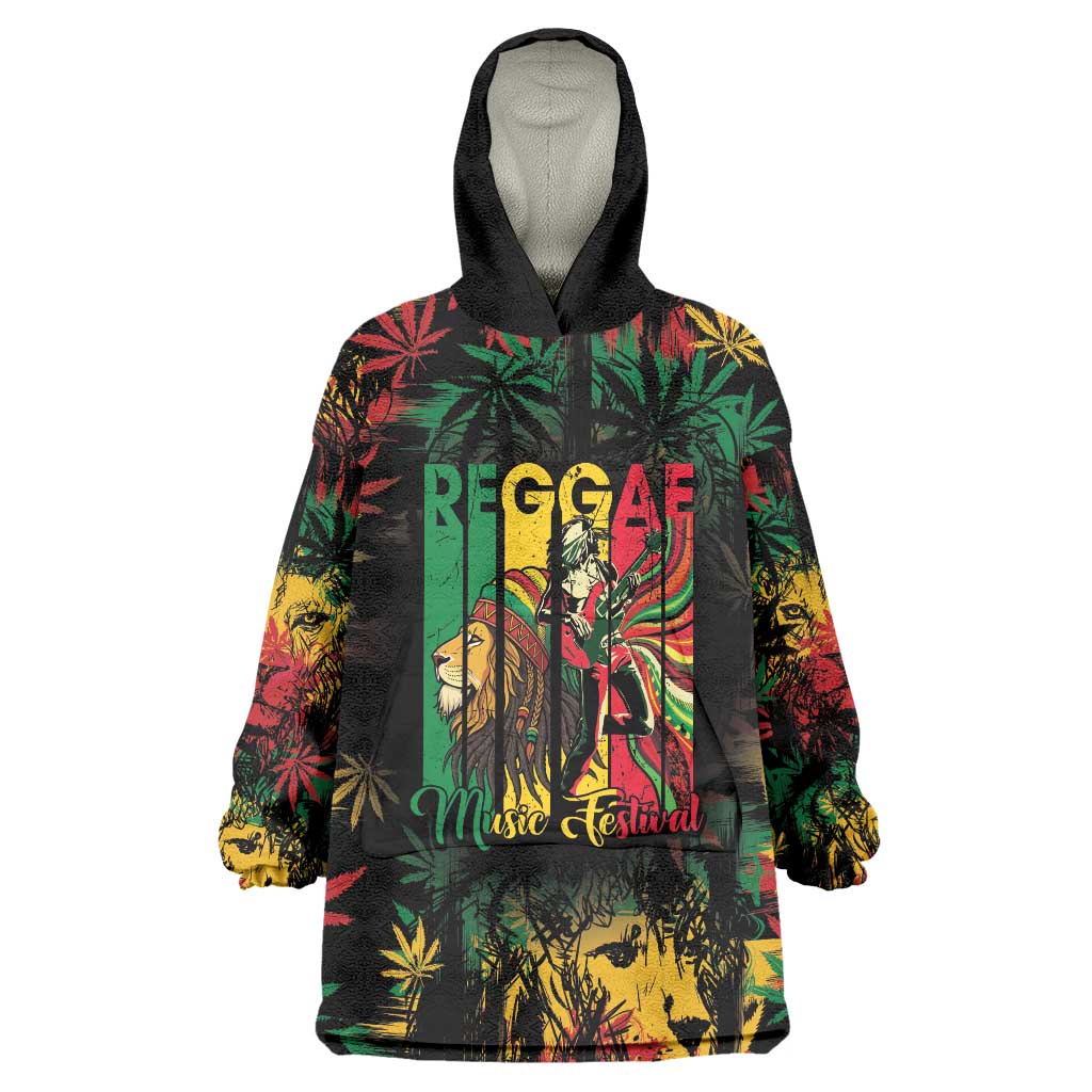 Jamaica Reggae Festival Wearable Blanket Hoodie One Love Rastafari Culture - Wonder Print Shop