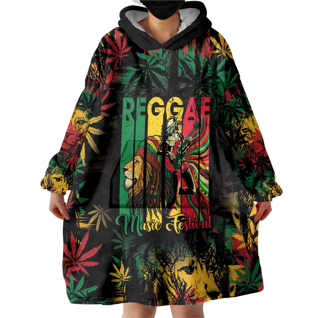 Jamaica Reggae Festival Wearable Blanket Hoodie One Love Rastafari Culture - Wonder Print Shop