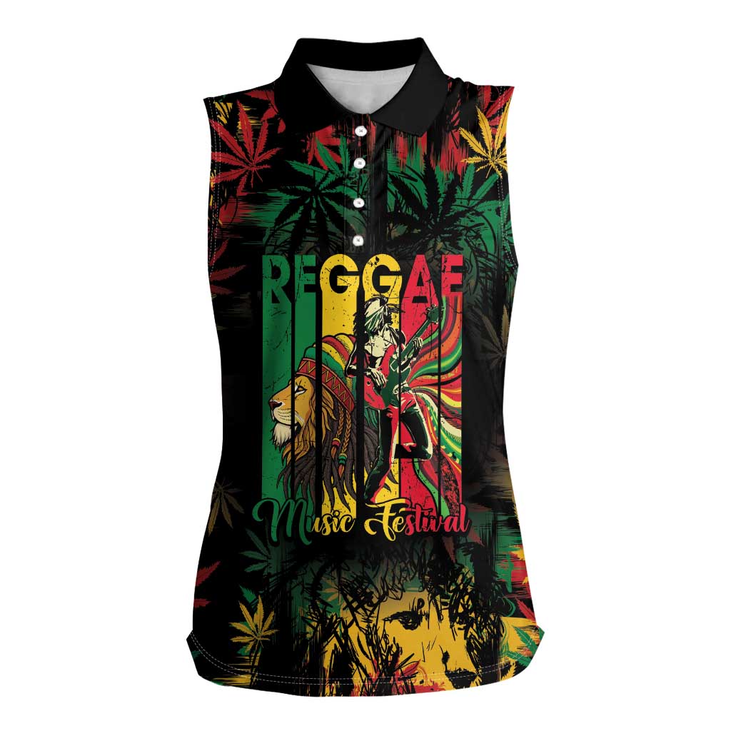Jamaica Reggae Festival Women Sleeveless Polo Shirt One Love Rastafari Culture - Wonder Print Shop