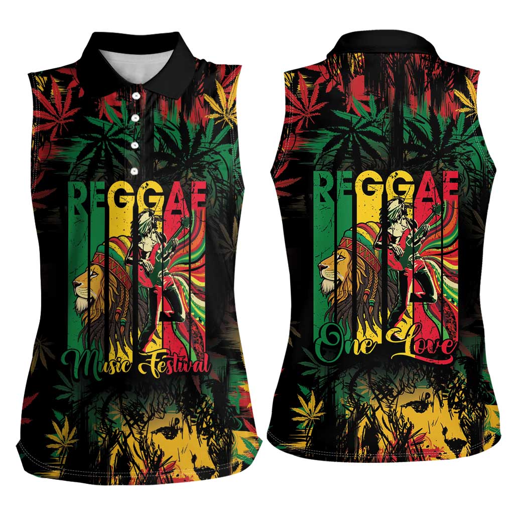 Jamaica Reggae Festival Women Sleeveless Polo Shirt One Love Rastafari Culture - Wonder Print Shop