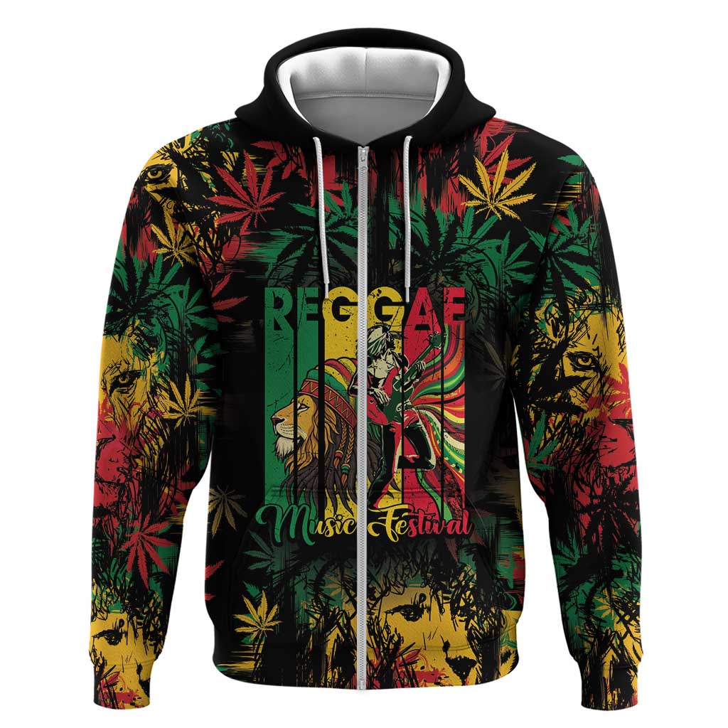 Jamaica Reggae Festival Zip Hoodie One Love Rastafari Culture - Wonder Print Shop