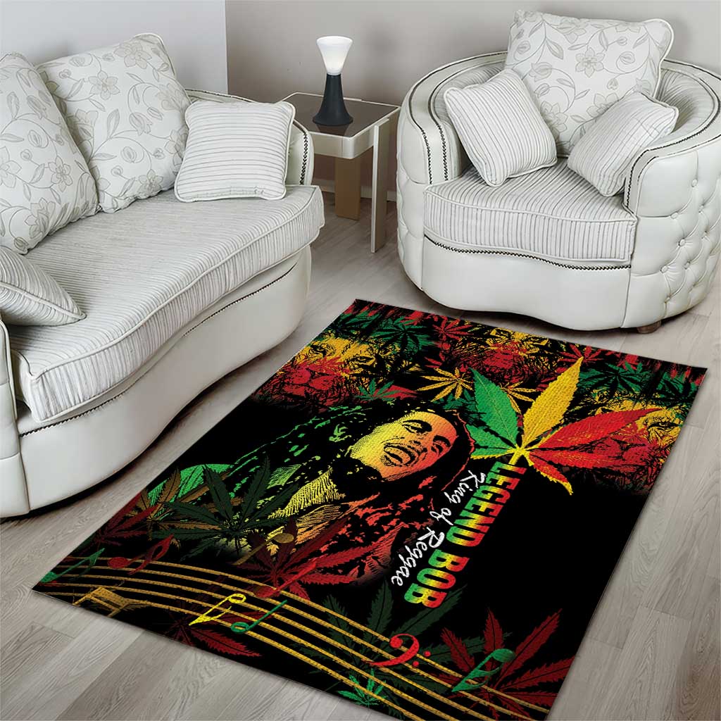 King Of Reggae Legend Bob Area Rug Rasta Cannabis - Wonder Print Shop