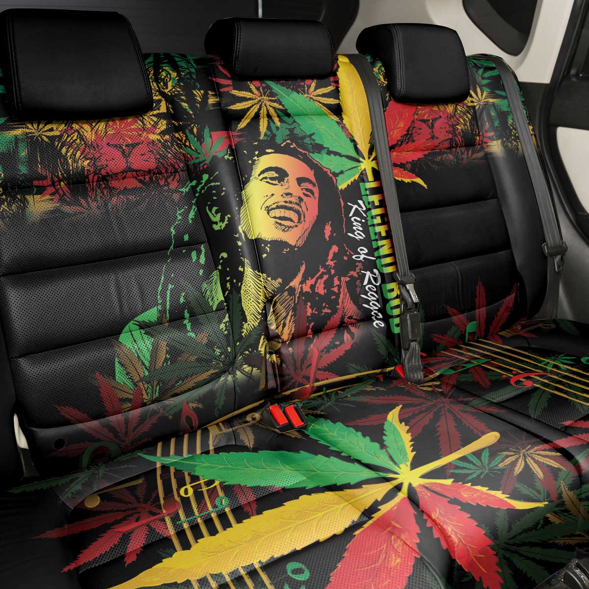 King Of Reggae Legend Bob Back Car Seat Cover Rasta Cannabis - Wonder Print Shop