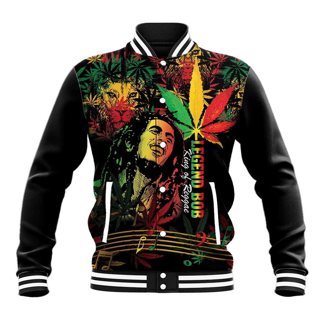 King Of Reggae Legend Bob Baseball Jacket Rasta Cannabis - Wonder Print Shop