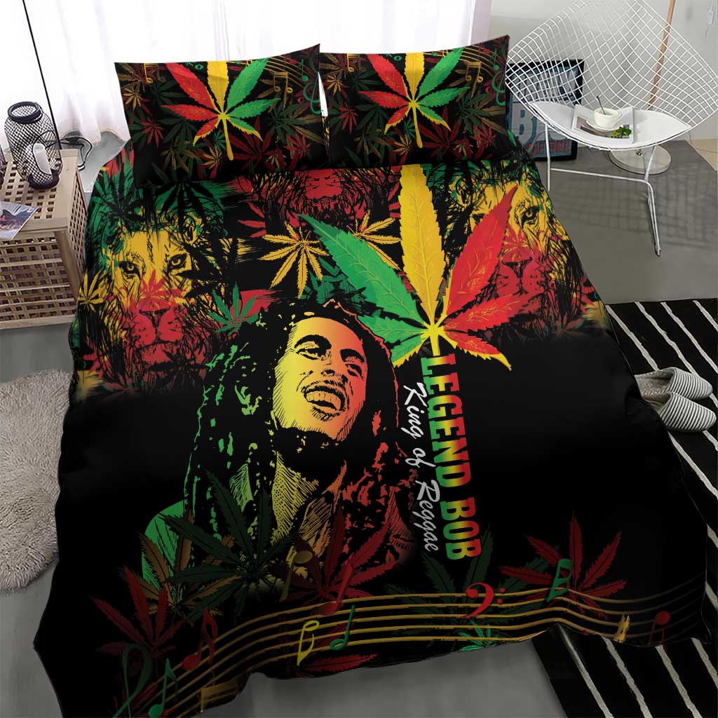 King Of Reggae Legend Bob Bedding Set Rasta Cannabis - Wonder Print Shop