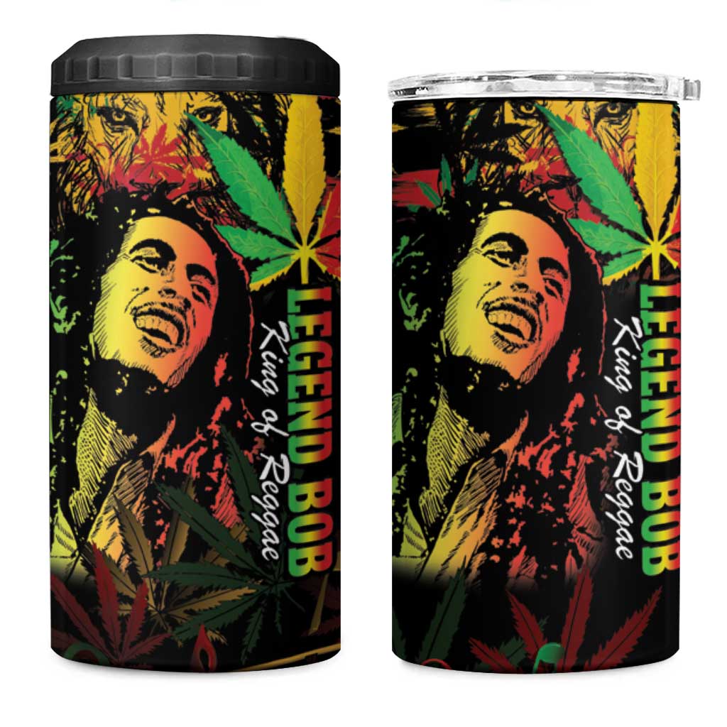 King Of Reggae Legend Bob 4 in 1 Can Cooler Tumbler Rasta Cannabis - Wonder Print Shop