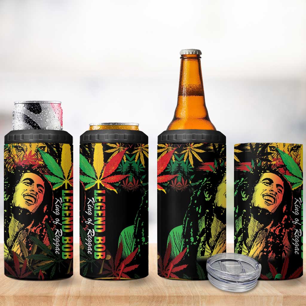 King Of Reggae Legend Bob 4 in 1 Can Cooler Tumbler Rasta Cannabis - Wonder Print Shop