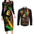 King Of Reggae Legend Bob Couples Matching Long Sleeve Bodycon Dress and Long Sleeve Button Shirt Rasta Cannabis - Wonder Print Shop