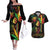 King Of Reggae Legend Bob Couples Matching Off The Shoulder Long Sleeve Dress and Hawaiian Shirt Rasta Cannabis - Wonder Print Shop