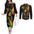 King Of Reggae Legend Bob Couples Matching Off The Shoulder Long Sleeve Dress and Long Sleeve Button Shirt Rasta Cannabis - Wonder Print Shop