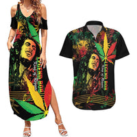King Of Reggae Legend Bob Couples Matching Summer Maxi Dress and Hawaiian Shirt Rasta Cannabis - Wonder Print Shop