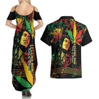 King Of Reggae Legend Bob Couples Matching Summer Maxi Dress and Hawaiian Shirt Rasta Cannabis - Wonder Print Shop