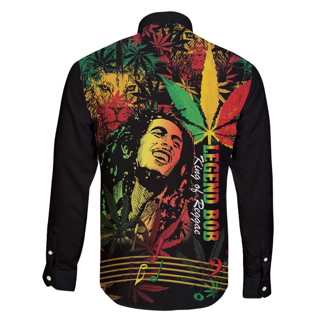 King Of Reggae Legend Bob Family Matching Long Sleeve Bodycon Dress and Hawaiian Shirt Rasta Cannabis - Wonder Print Shop