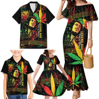 King Of Reggae Legend Bob Family Matching Mermaid Dress and Hawaiian Shirt Rasta Cannabis - Wonder Print Shop