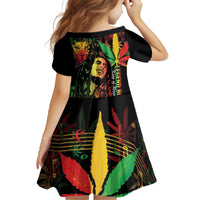 King Of Reggae Legend Bob Family Matching Off The Shoulder Long Sleeve Dress and Hawaiian Shirt Rasta Cannabis - Wonder Print Shop