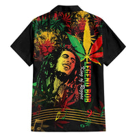 King Of Reggae Legend Bob Family Matching Off The Shoulder Long Sleeve Dress and Hawaiian Shirt Rasta Cannabis - Wonder Print Shop