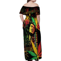 King Of Reggae Legend Bob Family Matching Off Shoulder Maxi Dress and Hawaiian Shirt Rasta Cannabis - Wonder Print Shop