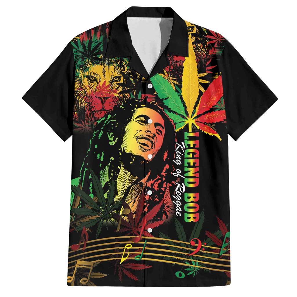 King Of Reggae Legend Bob Family Matching Off Shoulder Short Dress and Hawaiian Shirt Rasta Cannabis - Wonder Print Shop