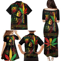 King Of Reggae Legend Bob Family Matching Puletasi and Hawaiian Shirt Rasta Cannabis - Wonder Print Shop