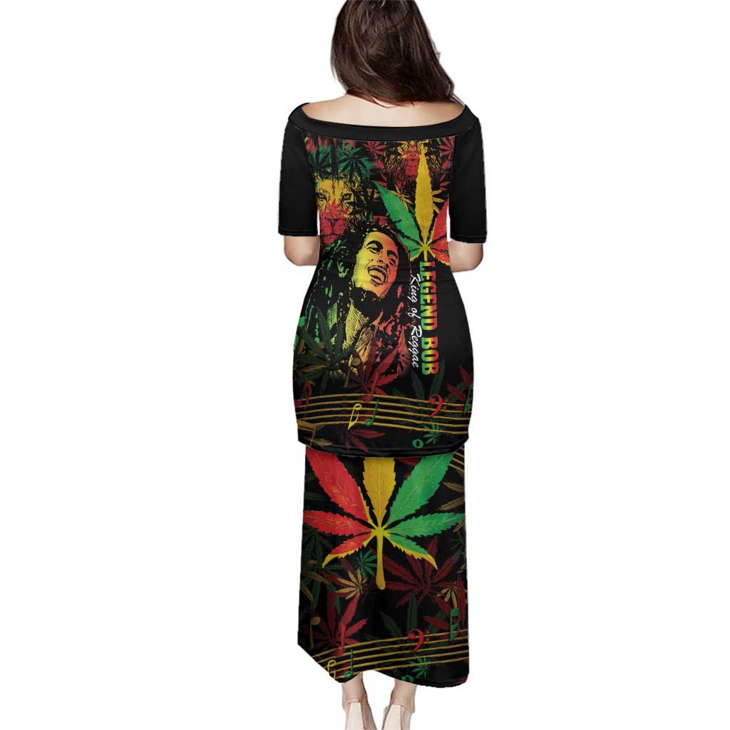 King Of Reggae Legend Bob Family Matching Puletasi and Hawaiian Shirt Rasta Cannabis - Wonder Print Shop