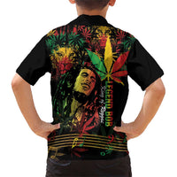 King Of Reggae Legend Bob Family Matching Short Sleeve Bodycon Dress and Hawaiian Shirt Rasta Cannabis - Wonder Print Shop