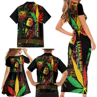 King Of Reggae Legend Bob Family Matching Short Sleeve Bodycon Dress and Hawaiian Shirt Rasta Cannabis - Wonder Print Shop
