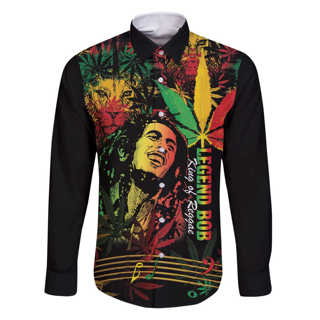 King Of Reggae Legend Bob Family Matching Short Sleeve Bodycon Dress and Hawaiian Shirt Rasta Cannabis - Wonder Print Shop