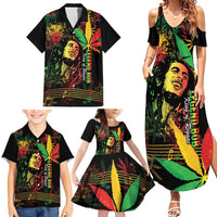 King Of Reggae Legend Bob Family Matching Summer Maxi Dress and Hawaiian Shirt Rasta Cannabis - Wonder Print Shop