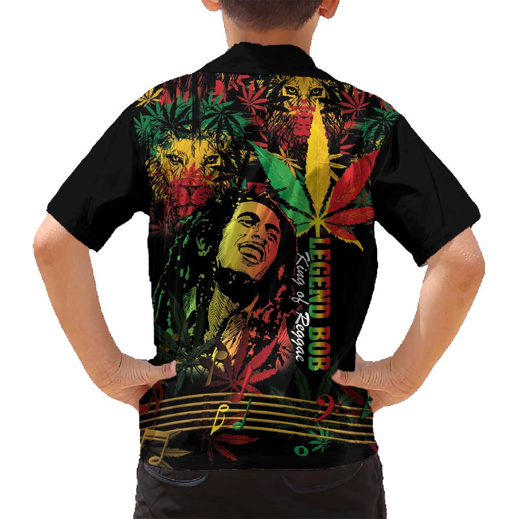 King Of Reggae Legend Bob Family Matching Tank Maxi Dress and Hawaiian Shirt Rasta Cannabis - Wonder Print Shop