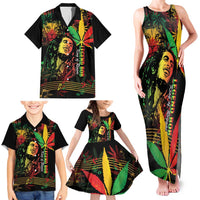 King Of Reggae Legend Bob Family Matching Tank Maxi Dress and Hawaiian Shirt Rasta Cannabis - Wonder Print Shop