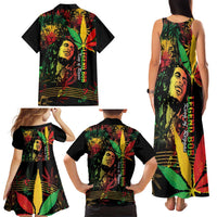 King Of Reggae Legend Bob Family Matching Tank Maxi Dress and Hawaiian Shirt Rasta Cannabis - Wonder Print Shop