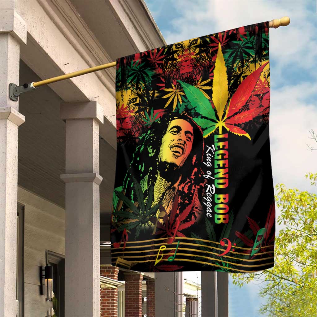 King Of Reggae Legend Bob Garden Flag Rasta Cannabis - Wonder Print Shop
