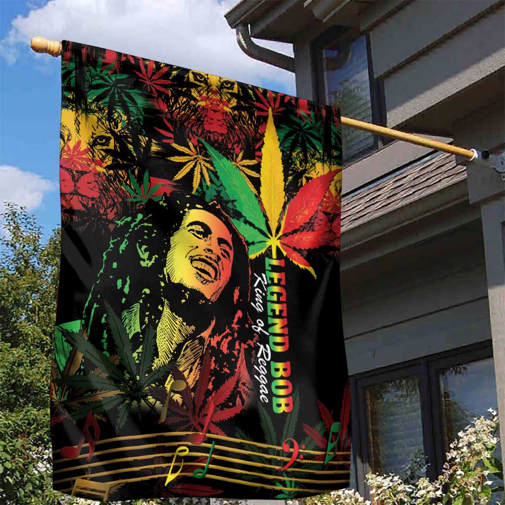 King Of Reggae Legend Bob Garden Flag Rasta Cannabis - Wonder Print Shop