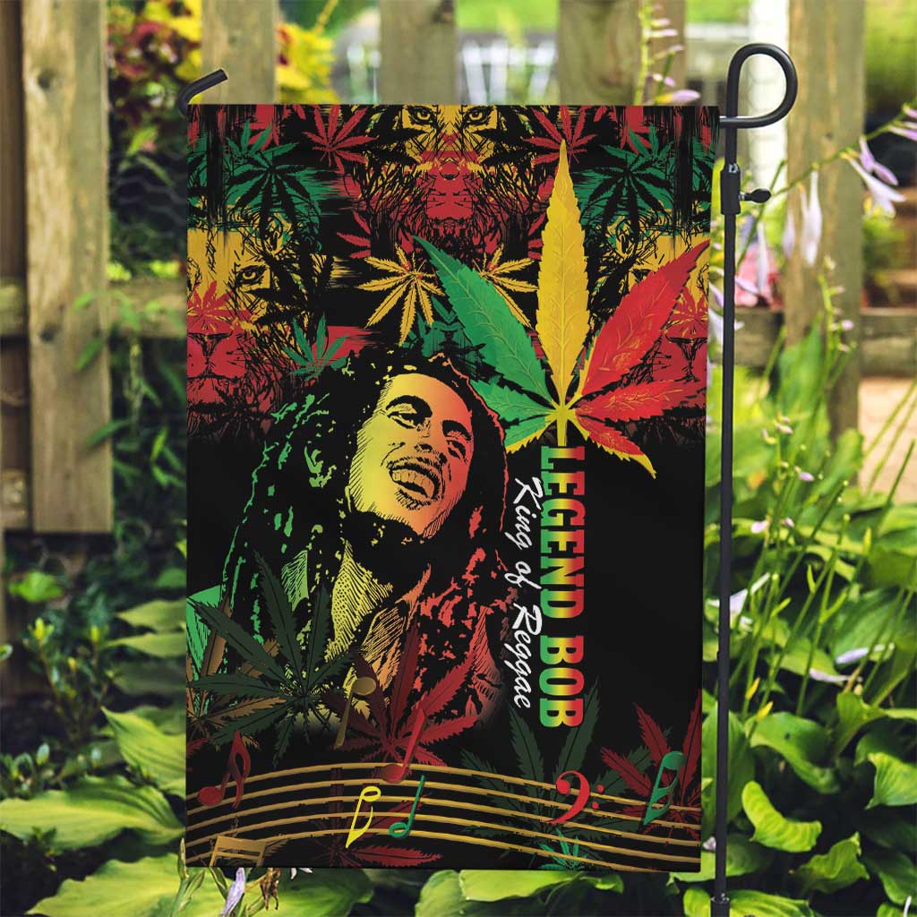King Of Reggae Legend Bob Garden Flag Rasta Cannabis - Wonder Print Shop