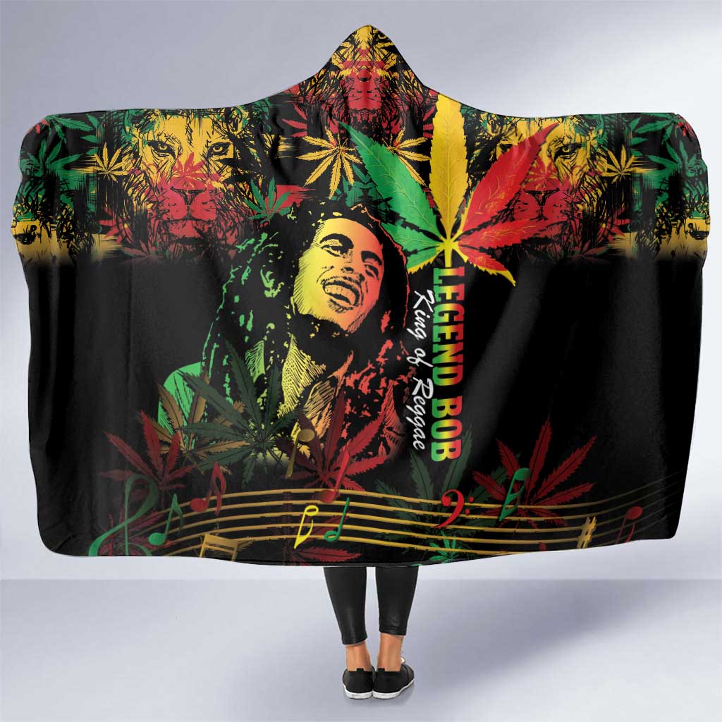 King Of Reggae Legend Bob Hooded Blanket Rasta Cannabis - Wonder Print Shop