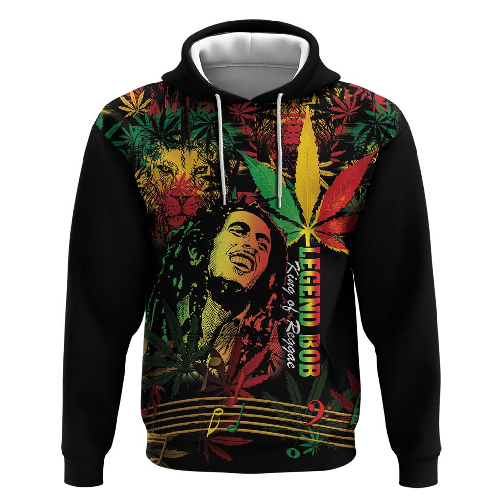 King Of Reggae Legend Bob Hoodie Rasta Cannabis - Wonder Print Shop