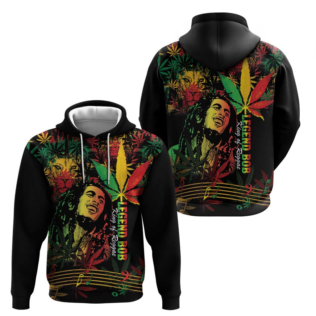 King Of Reggae Legend Bob Hoodie Rasta Cannabis - Wonder Print Shop