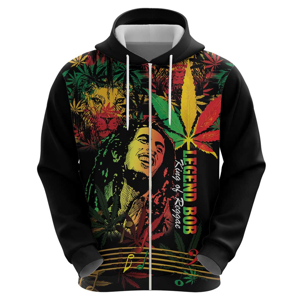King Of Reggae Legend Bob Hoodie Rasta Cannabis - Wonder Print Shop