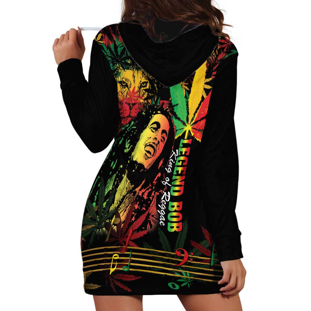 King Of Reggae Legend Bob Hoodie Dress Rasta Cannabis - Wonder Print Shop