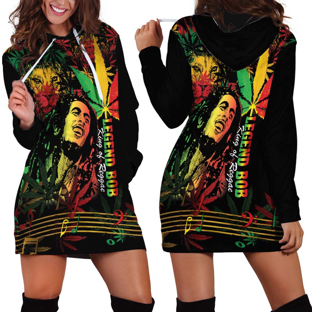King Of Reggae Legend Bob Hoodie Dress Rasta Cannabis - Wonder Print Shop