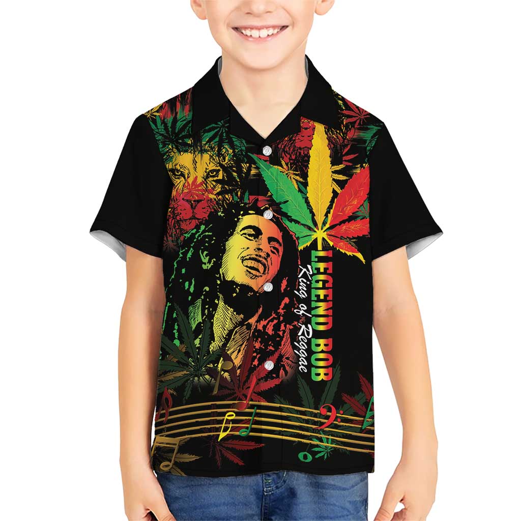 King Of Reggae Legend Bob Kid Hawaiian Shirt Rasta Cannabis - Wonder Print Shop