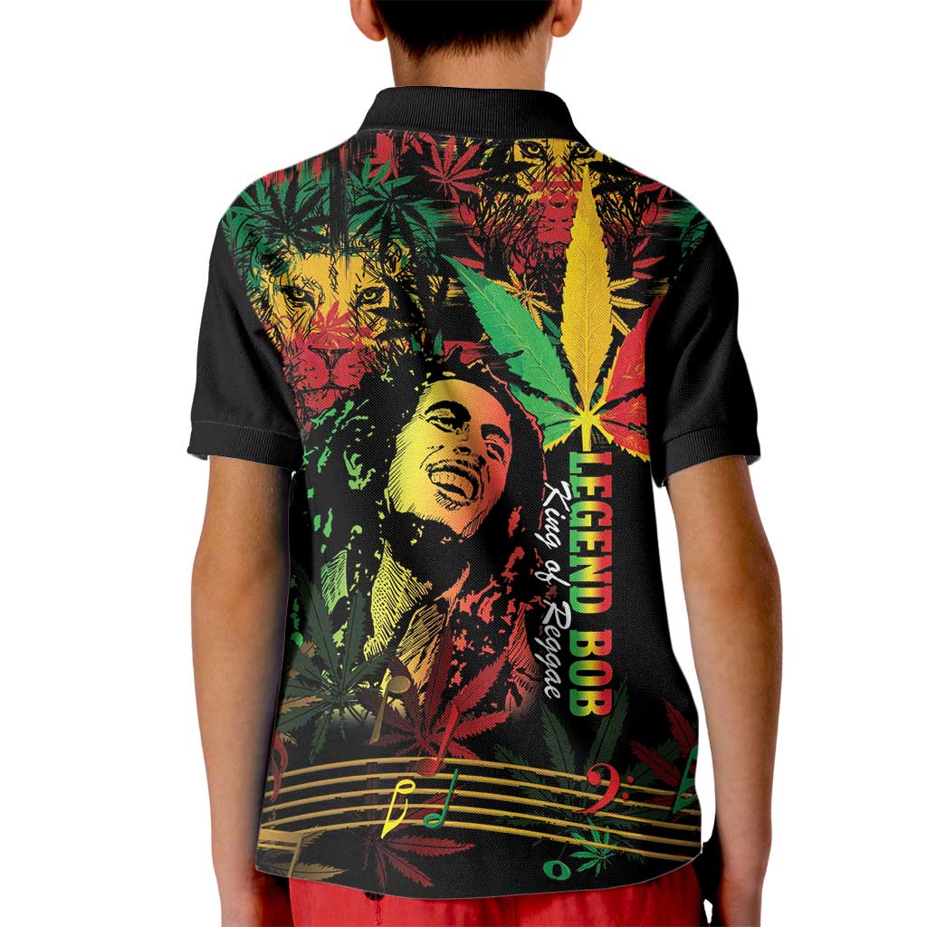 King Of Reggae Legend Bob Kid Polo Shirt Rasta Cannabis - Wonder Print Shop
