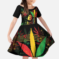 King Of Reggae Legend Bob Kid Short Sleeve Dress Rasta Cannabis - Wonder Print Shop