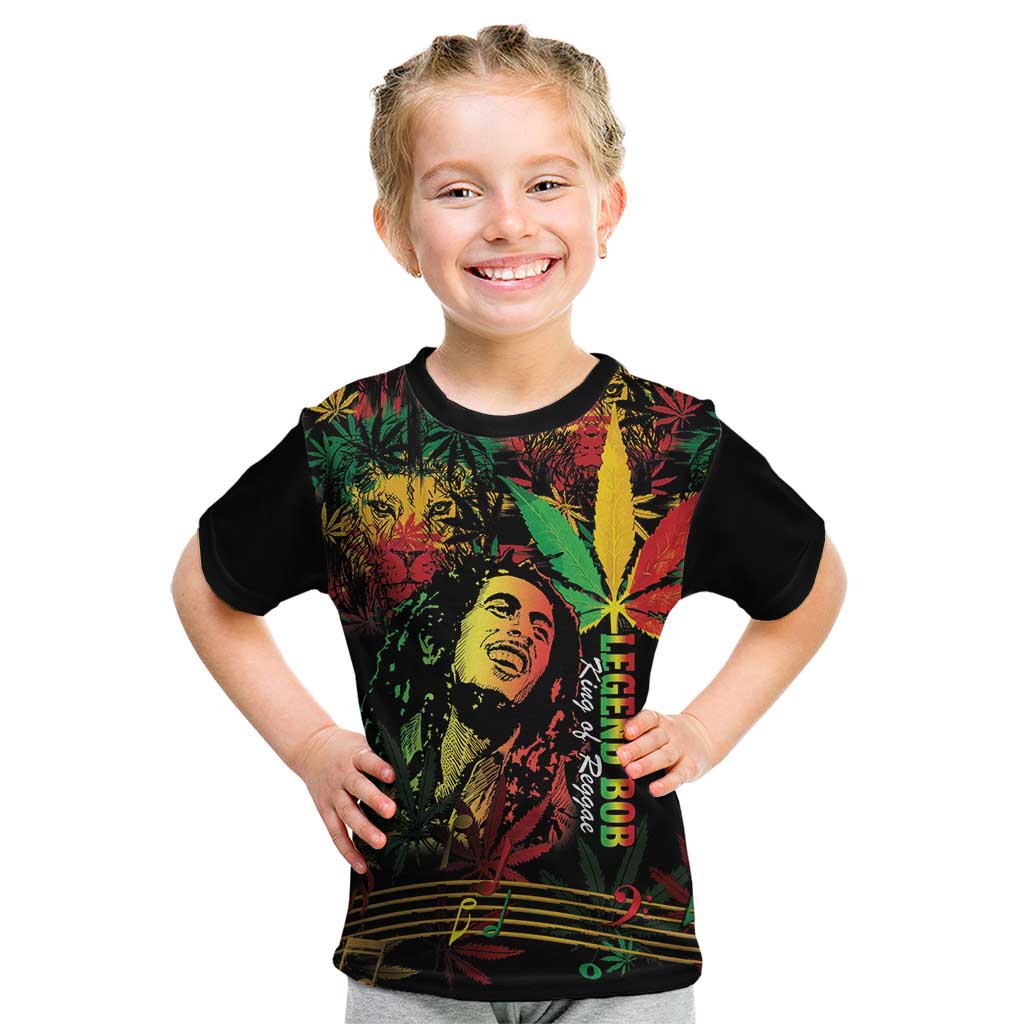 King Of Reggae Legend Bob Kid T Shirt Rasta Cannabis - Wonder Print Shop